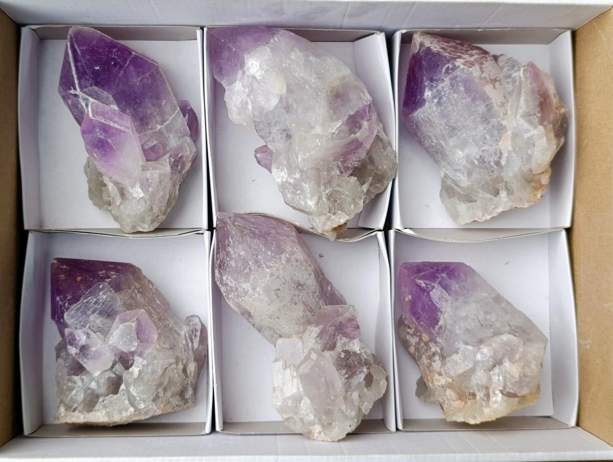 Natural Jacaranda Amethyst Crystals x 6 From Mumbwa, Zambia - Toprock Gemstones and Minerals 