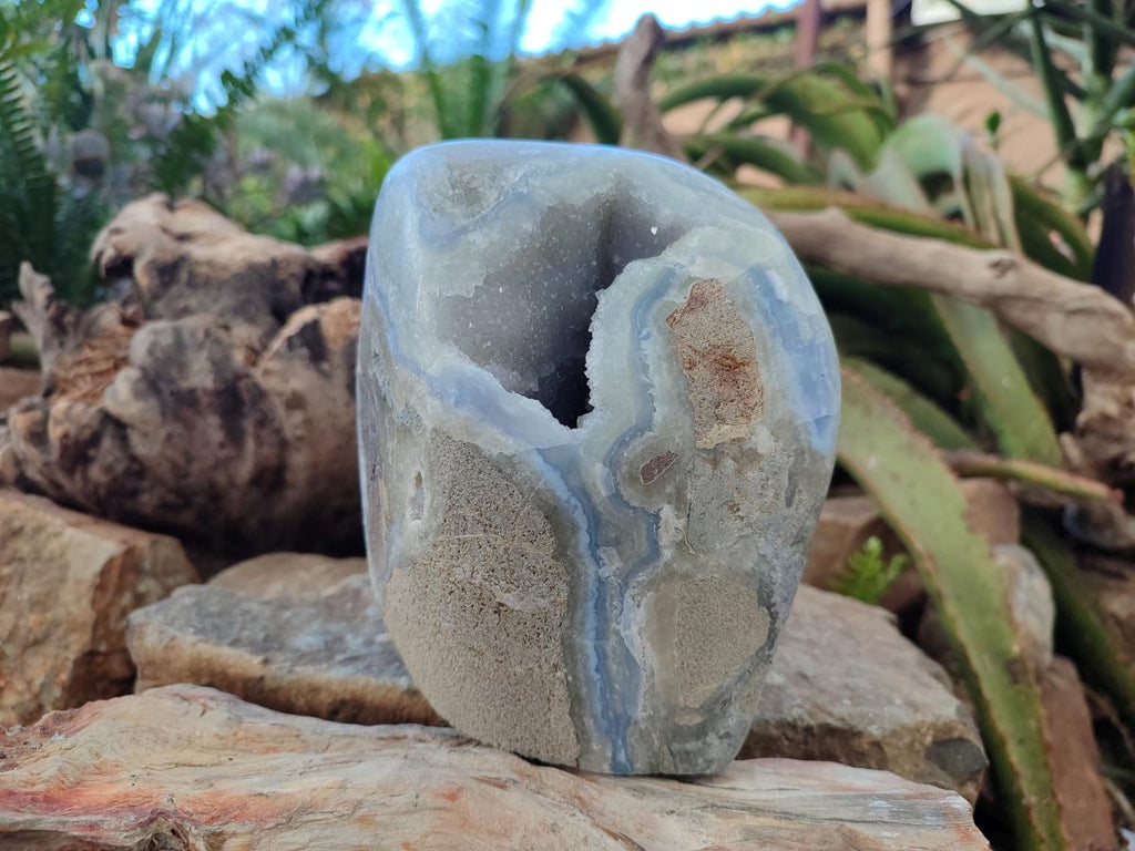 Polished Large Blue Lace Agate Standing Display Piece x 1 From Nsanje, Malawi - Toprock Gemstones and Minerals 