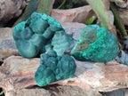Natural Botryoidal Malachite Specimens x 3 From Congo - Toprock Gemstones and Minerals 