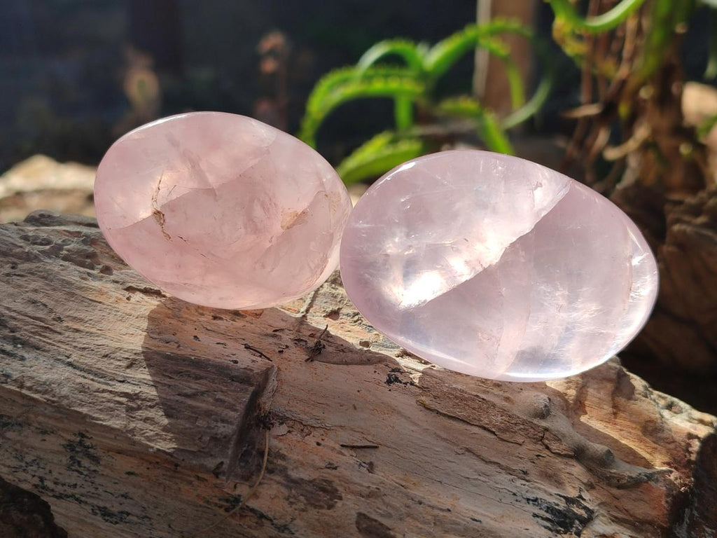 Polished Gemmy Rose Quartz Palm Stones x 20 From Madagascar - Toprock Gemstones and Minerals 