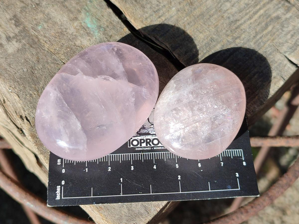 Polished Gemmy Rose Quartz Palm Stones x 20 From Madagascar - Toprock Gemstones and Minerals 