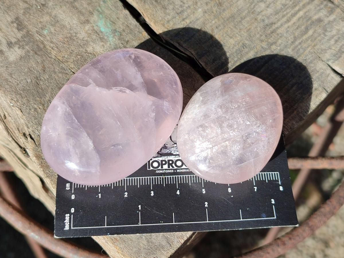 Polished Gemmy Rose Quartz Palm Stones x 20 From Madagascar - Toprock Gemstones and Minerals 