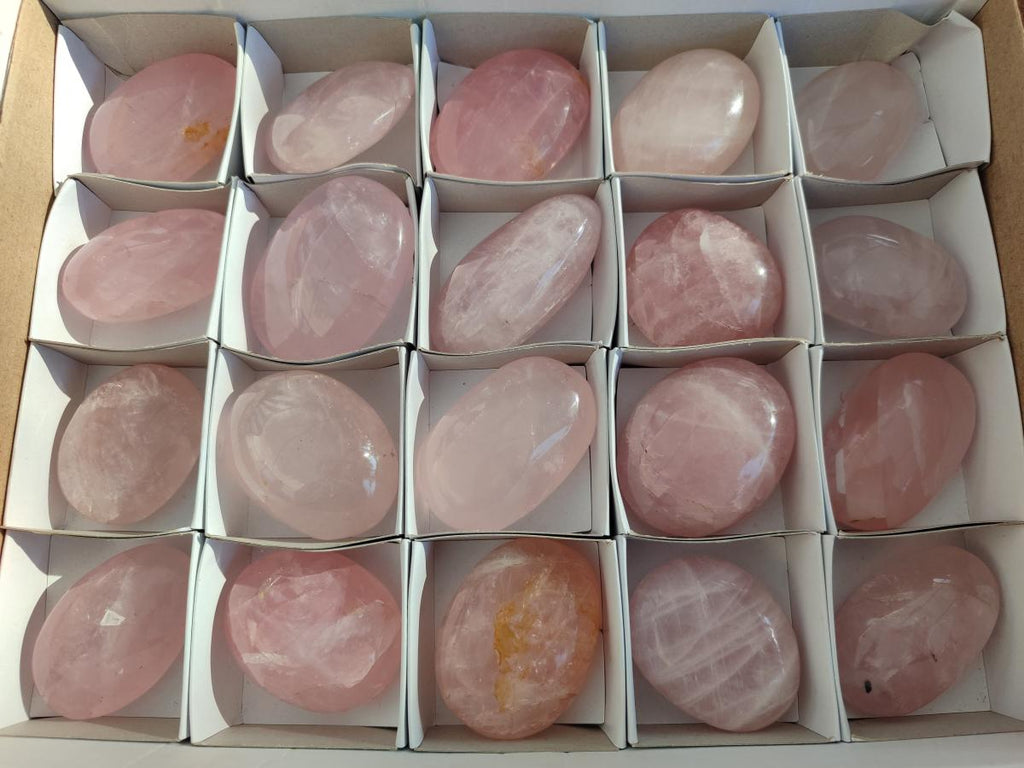 Polished Gemmy Rose Quartz Palm Stones x 20 From Madagascar - Toprock Gemstones and Minerals 