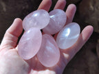 Polished Gemmy Rose Quartz Palm Stones x 20 From Madagascar - Toprock Gemstones and Minerals 