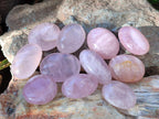 Polished Gemmy Rose Quartz Palm Stones x 20 From Madagascar - Toprock Gemstones and Minerals 