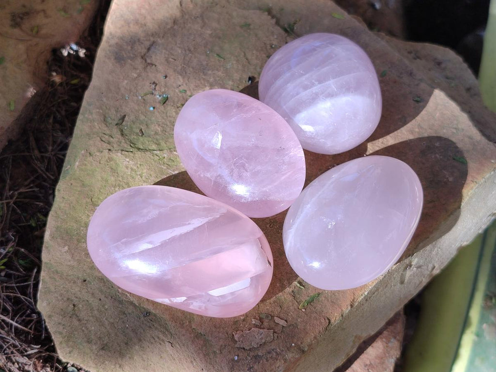 Polished Gemmy Rose Quartz Palm Stones x 20 From Madagascar - Toprock Gemstones and Minerals 