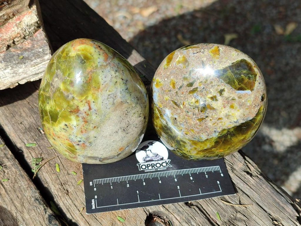 Polished Green Opal Standing Display Pieces x 5 From Betroka, Madagascar - Toprock Gemstones and Minerals 