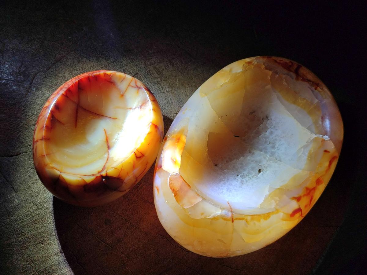 Polished Carnelian Agate Gemstone Bowls x 6 From Madagascar - Toprock Gemstones and Minerals 