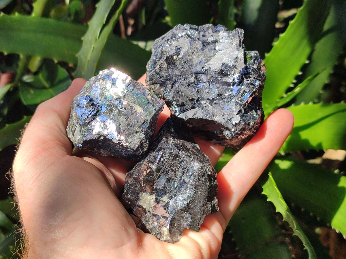 Natural Bright Silver Lead Galena Cobbed Specimens x 7 From Kaokoveld, Namibia - Toprock Gemstones and Minerals 