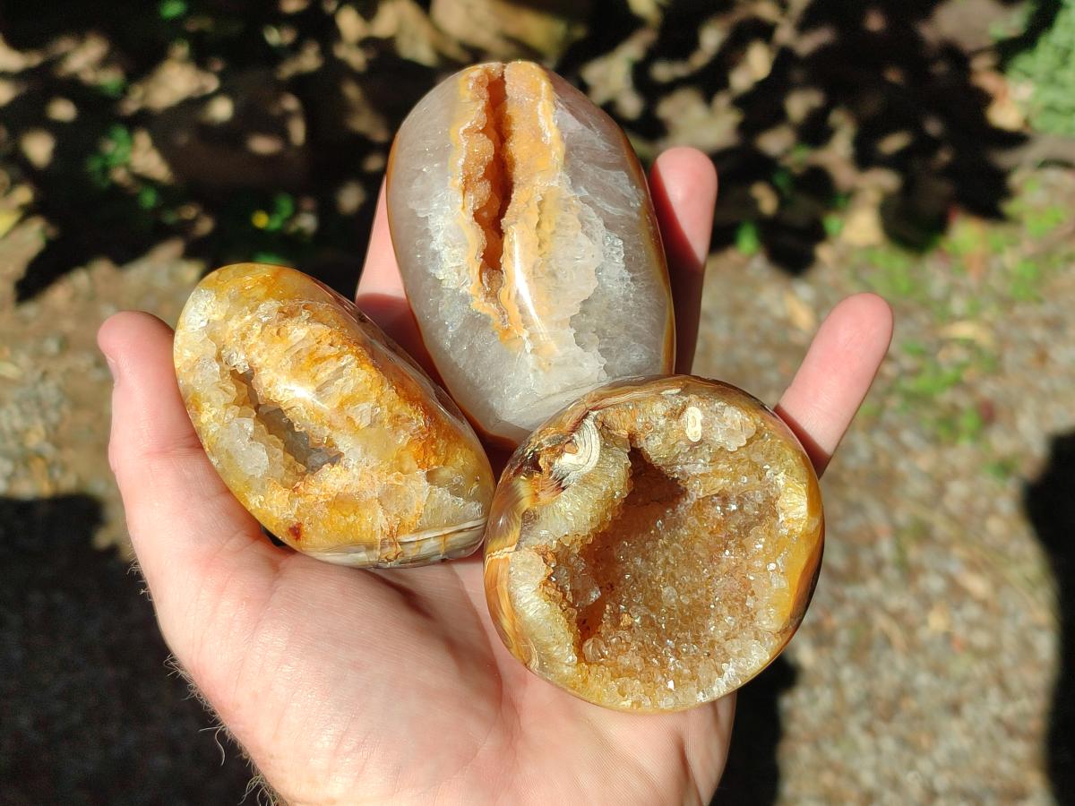 Polished Lemur Island Crystalline Geodes x 6 From Nosy Varika, Madagascar - Toprock Gemstones and Minerals 