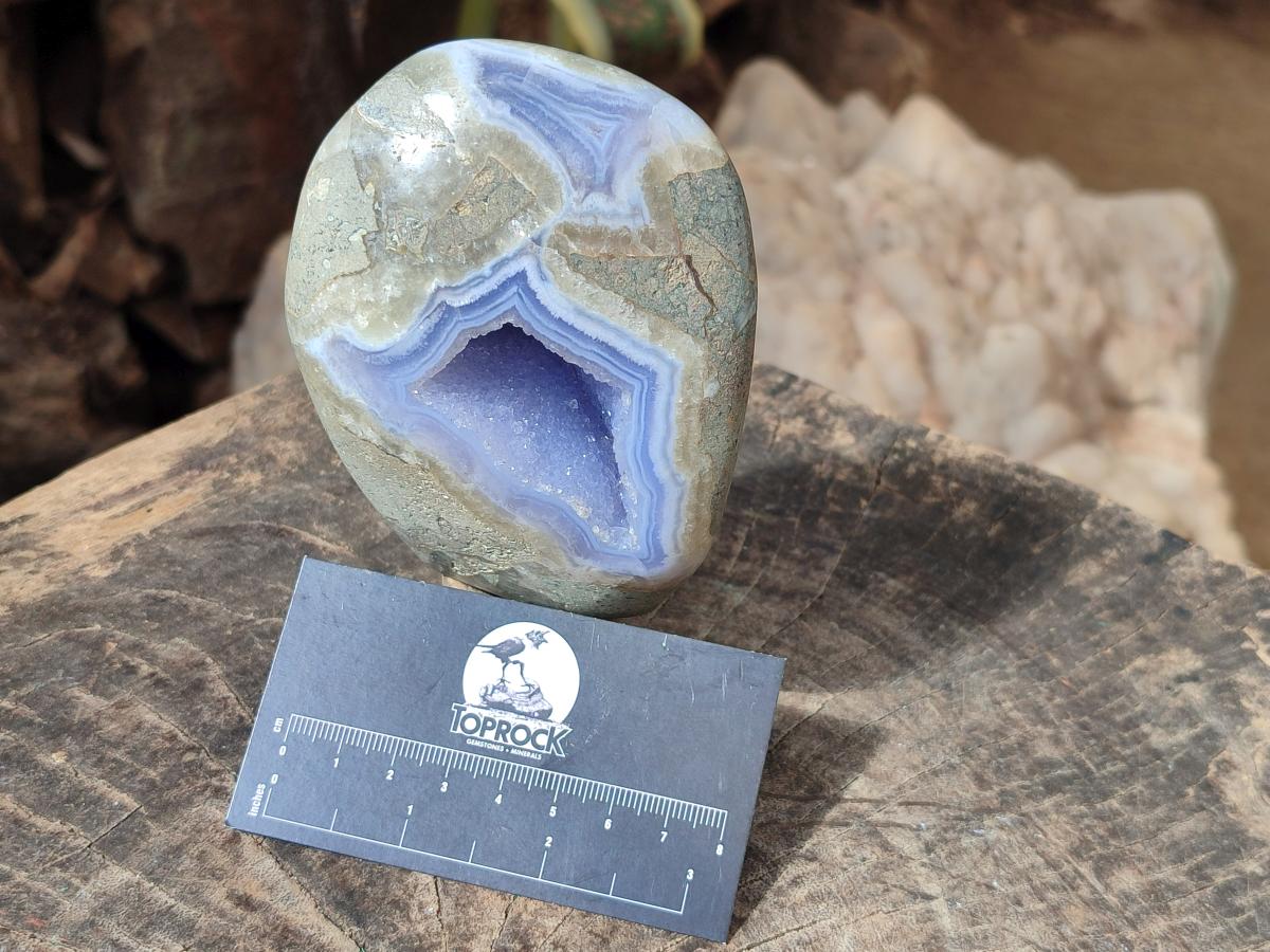 Polished Blue Lace Agate Standing Display Pieces x 2 From Nsanje, Malawi - Toprock Gemstones and Minerals 