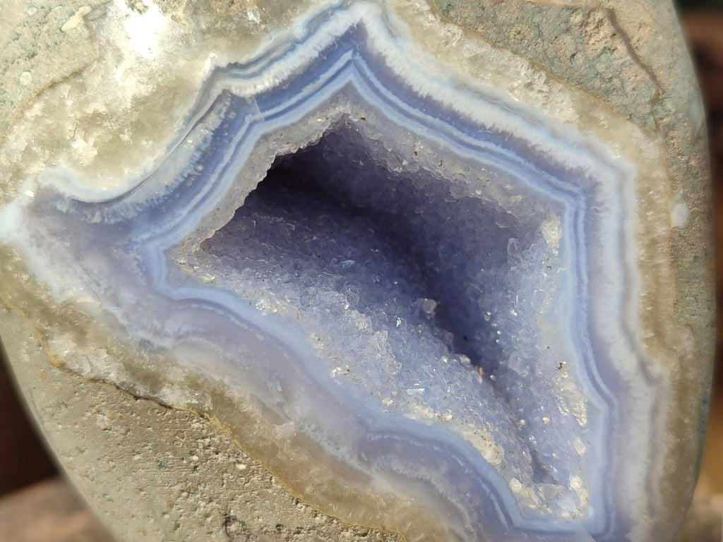 Polished Blue Lace Agate Standing Display Pieces x 2 From Nsanje, Malawi - Toprock Gemstones and Minerals 