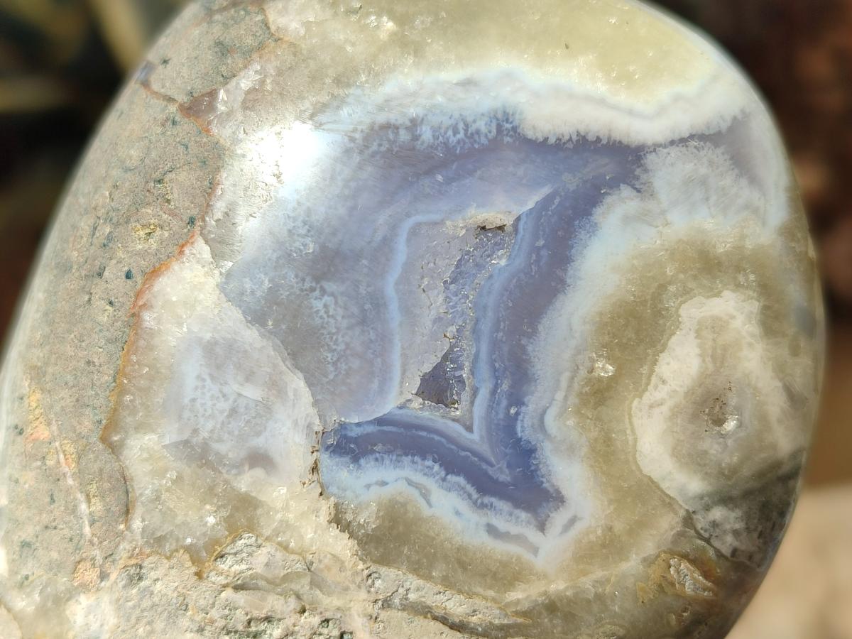 Polished Blue Lace Agate Standing Display Pieces x 2 From Nsanje, Malawi - Toprock Gemstones and Minerals 
