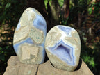 Polished Blue Lace Agate Standing Display Pieces x 2 From Nsanje, Malawi - Toprock Gemstones and Minerals 
