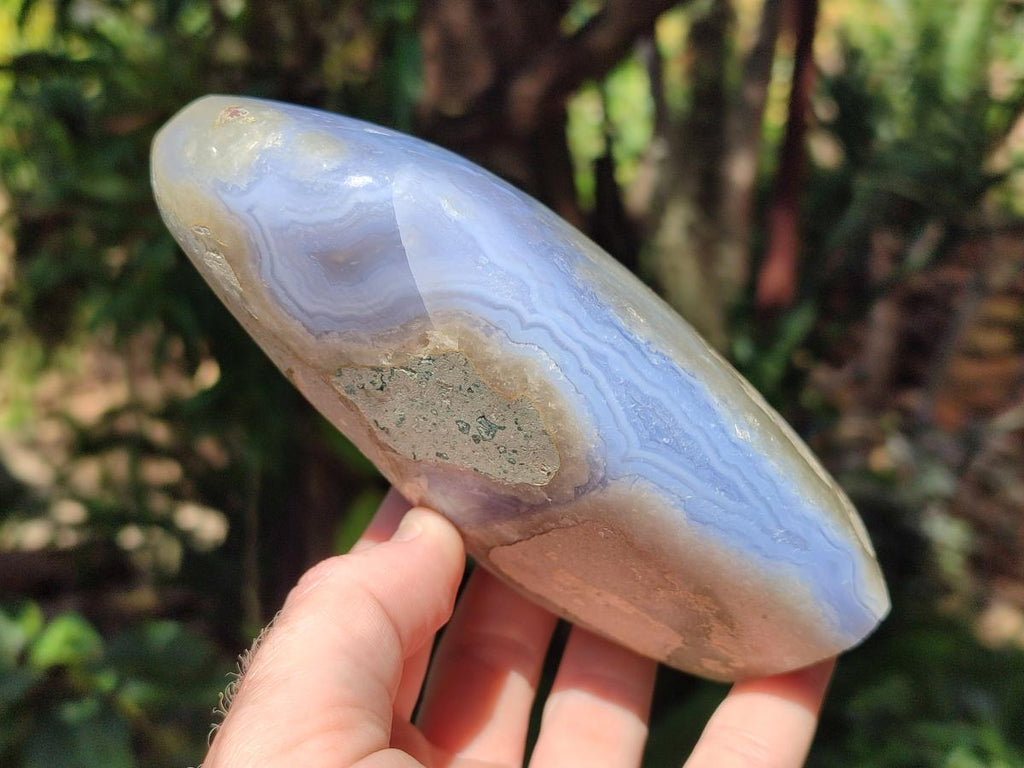 Polished Blue Lace Agate Standing Display Pieces x 2 From Nsanje, Malawi - Toprock Gemstones and Minerals 