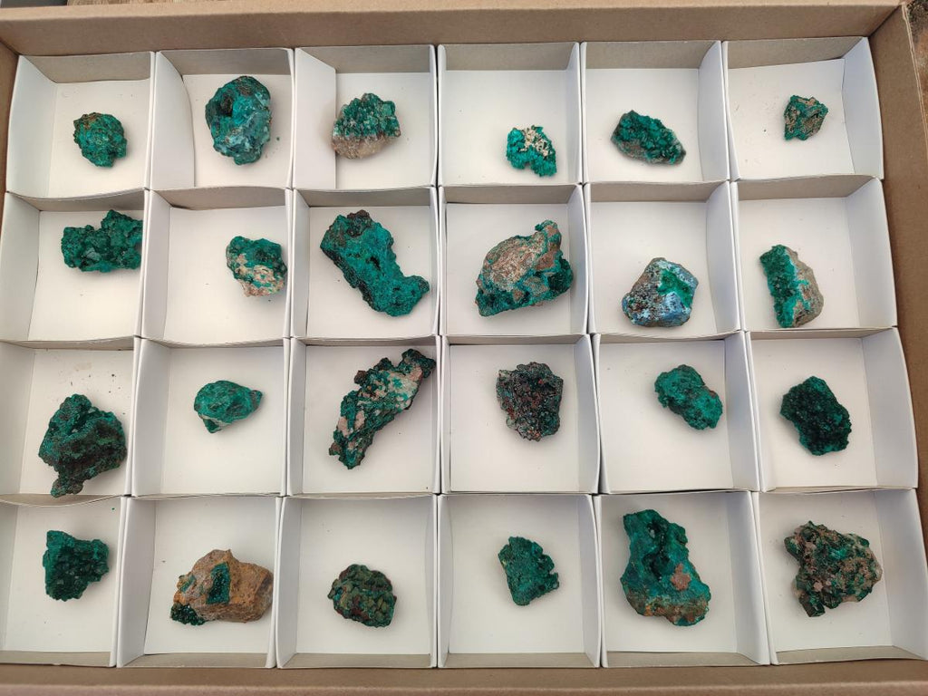 Natural Dioptase on Dolomite Specimens x 24 From Likasi, Congo - Toprock Gemstones and Minerals 
