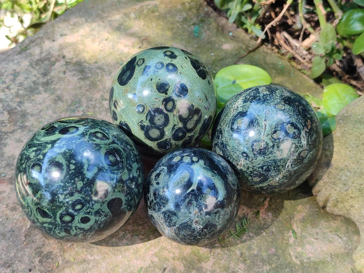 Polished Stromatolite Spheres x 4 From Katsepy, Madagascar - Toprock Gemstones and Minerals 