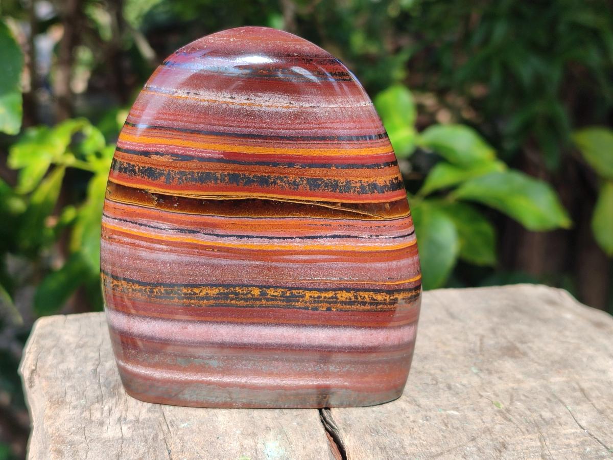 Polished Banded Tiger Iron Standing Display Pieces x 2 From South Africa - Toprock Gemstones and Minerals 