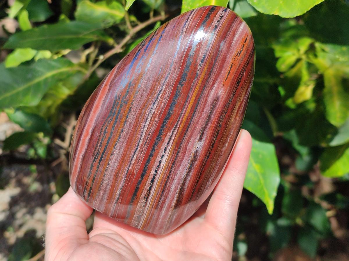Polished Banded Tiger Iron Standing Display Pieces x 2 From South Africa - Toprock Gemstones and Minerals 