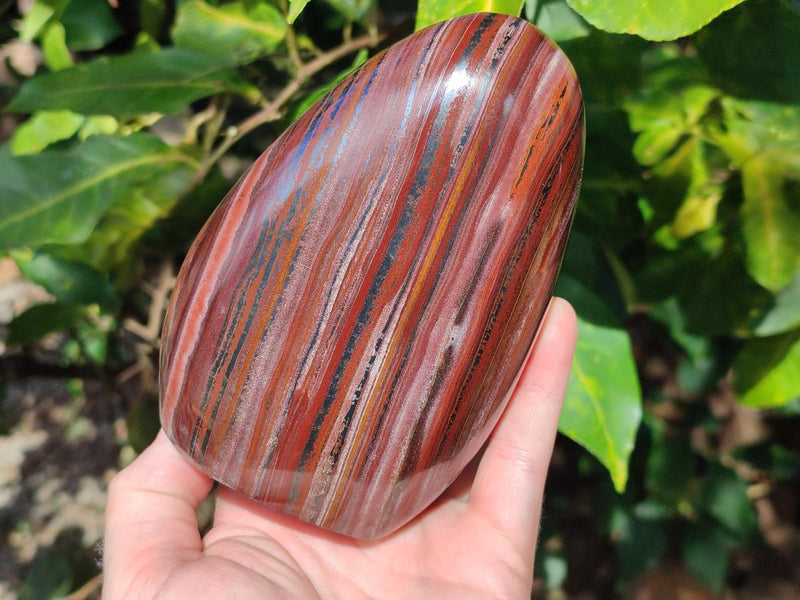 Polished Banded Tiger Iron Standing Display Pieces x 2 From South Africa - Toprock Gemstones and Minerals 