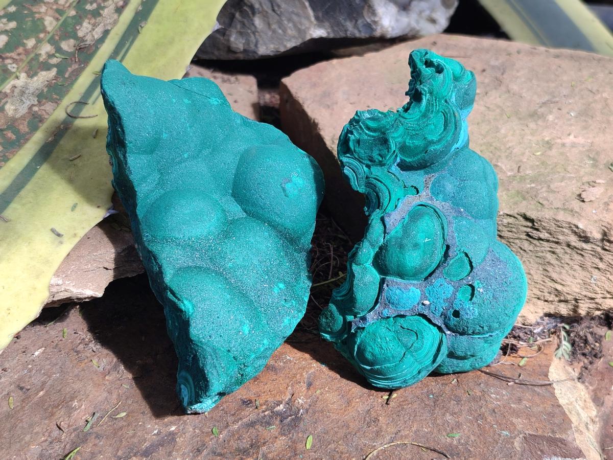 Natural Botryoidal Malachite Specimens x 3 From Congo - Toprock Gemstones and Minerals 