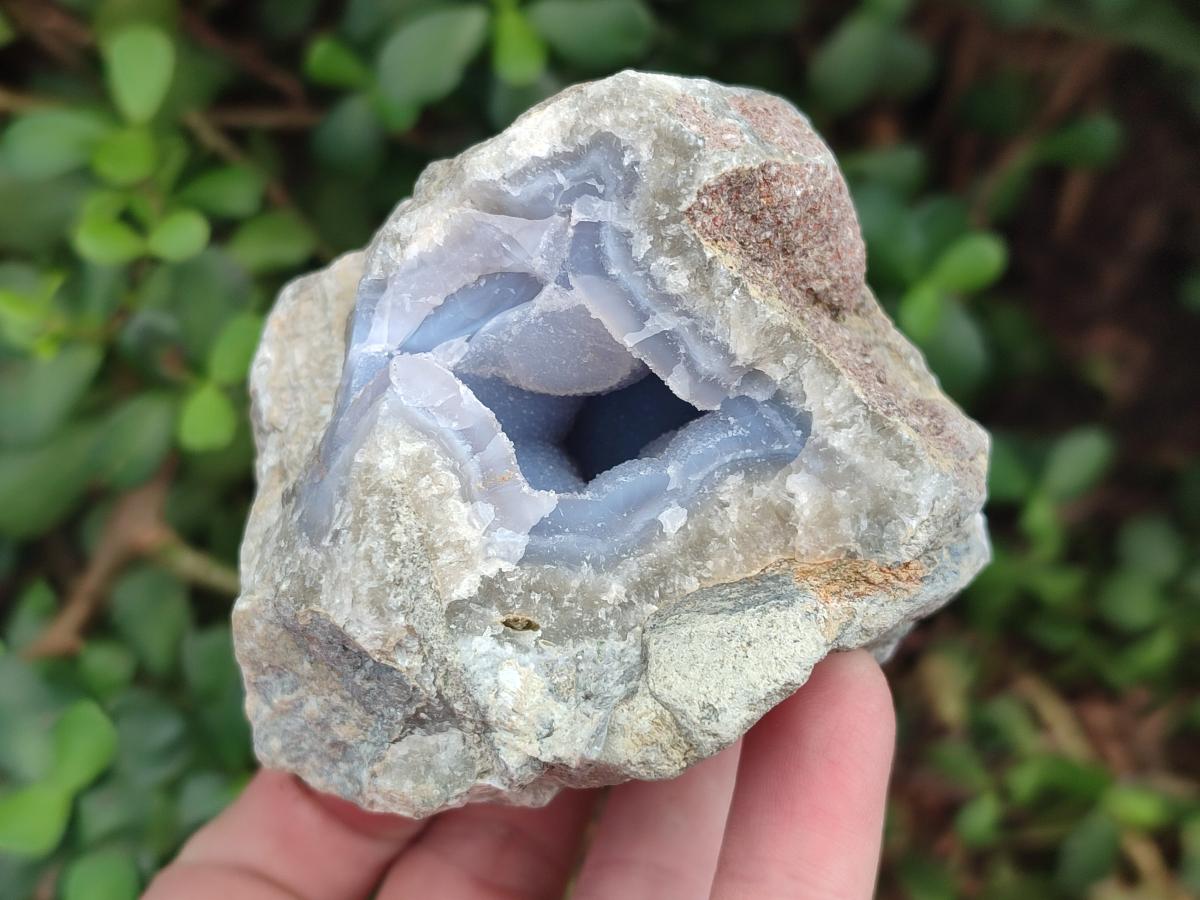 Natural Blue Lace Agate Geodes with Dog Tooth Calcite x 12 From Nsanje, Malawi - Toprock Gemstones and Minerals 