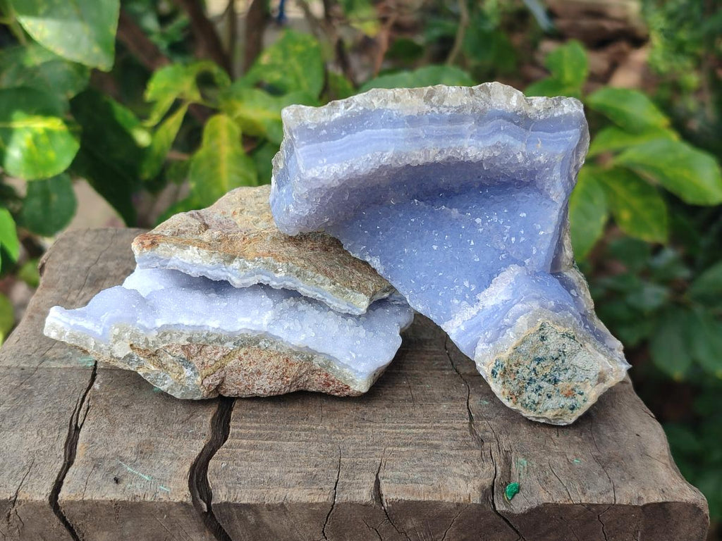 Natural Blue Lace Agate Geodes with Dog Tooth Calcite x 12 From Nsanje, Malawi - Toprock Gemstones and Minerals 