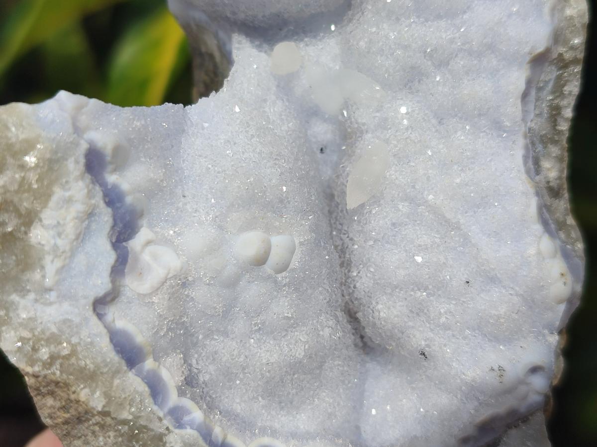 Natural Blue Lace Agate Geodes with Dog Tooth Calcite x 12 From Nsanje, Malawi - Toprock Gemstones and Minerals 
