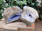 Natural Blue Lace Agate Geodes with Dog Tooth Calcite x 12 From Nsanje, Malawi - Toprock Gemstones and Minerals 