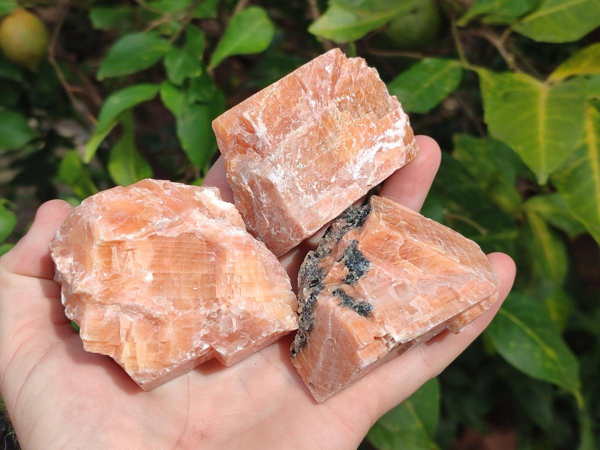Natural Rhombohedral Sunset Orange Calcite Specimens x 12 From Spitzkop, Namibia - Toprock Gemstones and Minerals 