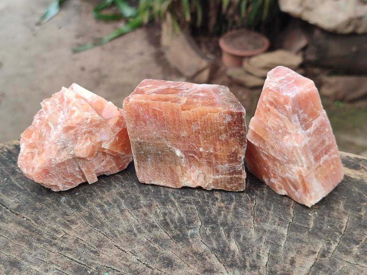 Natural Rhombohedral Sunset Orange Calcite Specimens x 12 From Spitzkop, Namibia - Toprock Gemstones and Minerals 