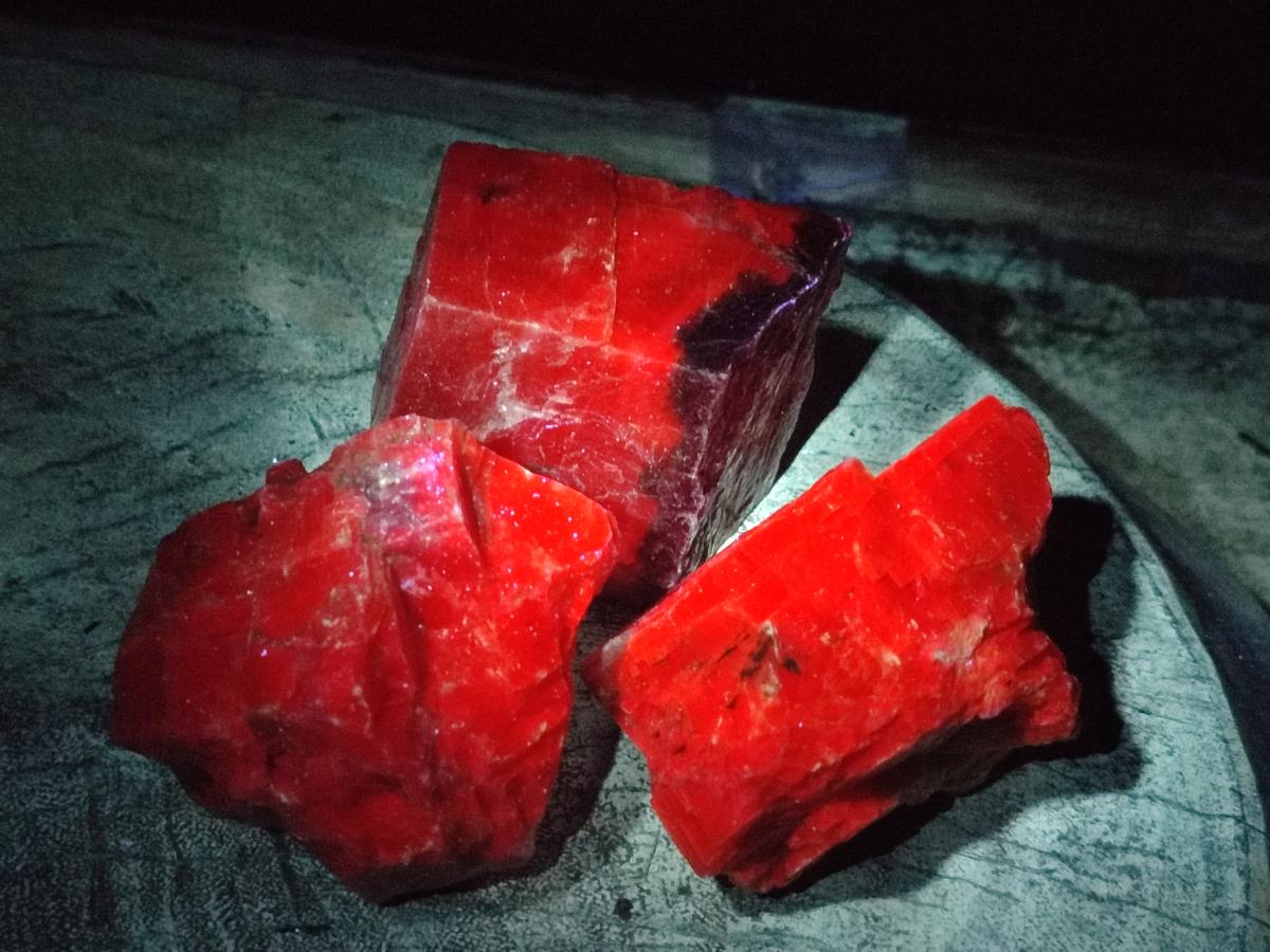 Natural Rhombohedral Sunset Orange Calcite Specimens x 12 From Spitzkop, Namibia - Toprock Gemstones and Minerals 
