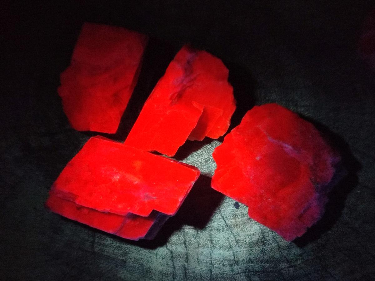 Natural Rhombohedral Sunset Orange Calcite Specimens x 12 From Spitzkop, Namibia - Toprock Gemstones and Minerals 