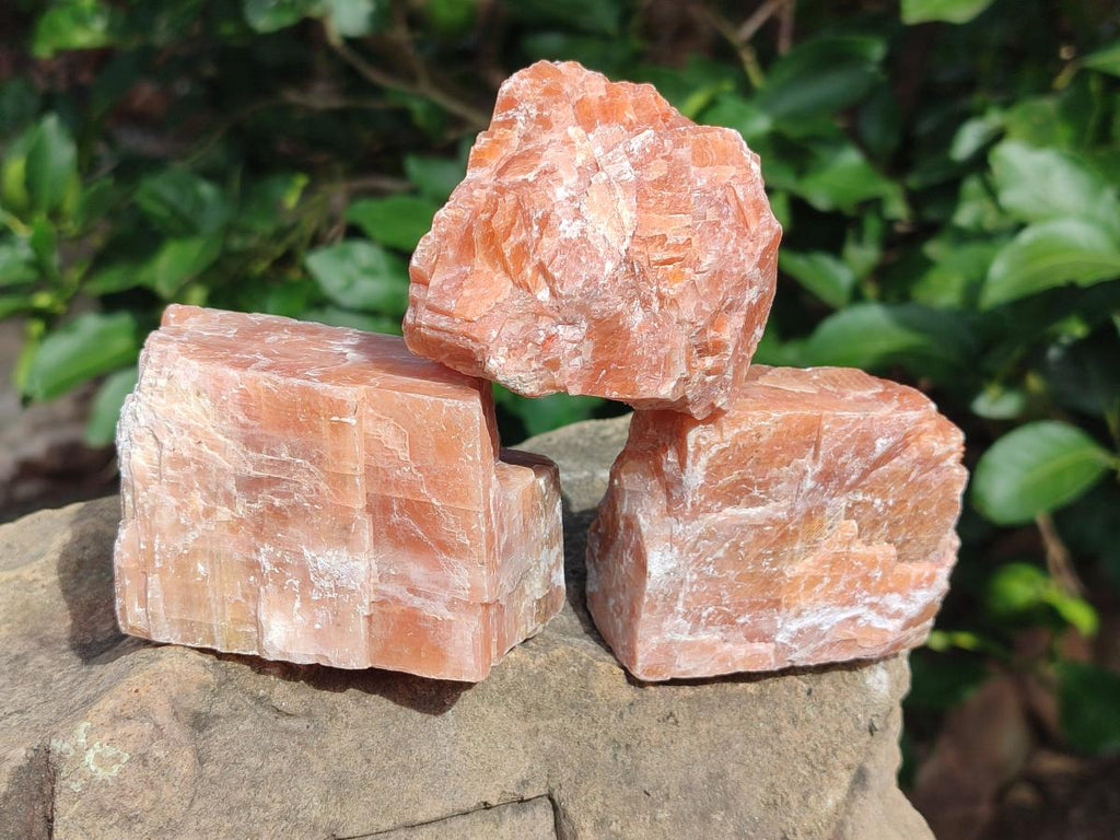 Natural Rhombohedral Sunset Orange Calcite Specimens x 12 From Spitzkop, Namibia - Toprock Gemstones and Minerals 