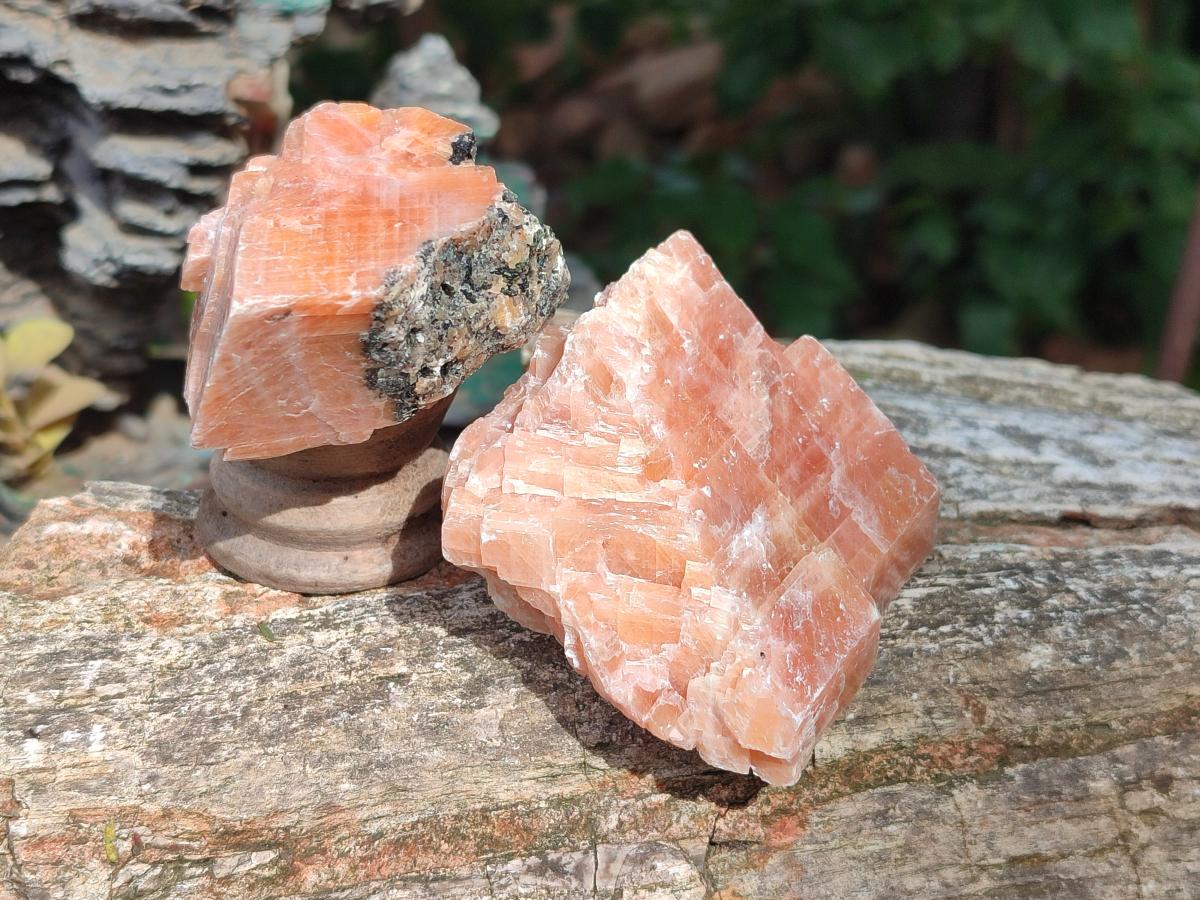 Natural Rhombohedral Sunset Orange Calcite Specimens x 12 From Spitzkop, Namibia - Toprock Gemstones and Minerals 