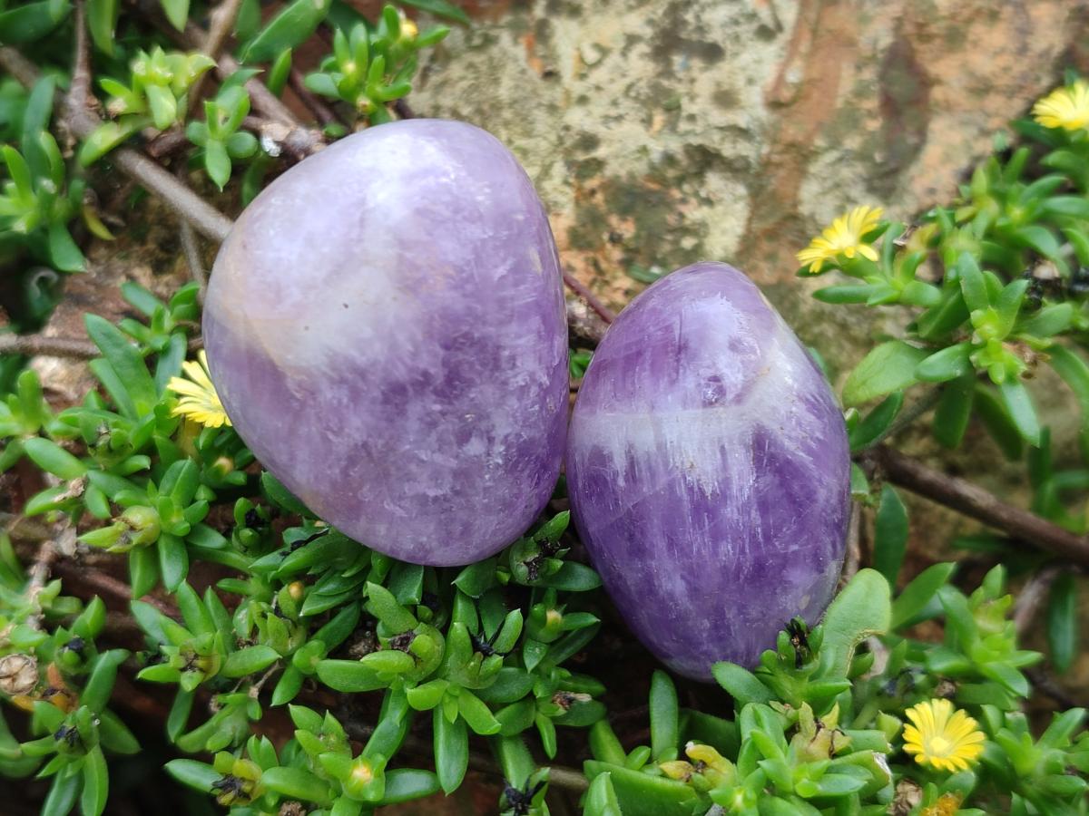 Polished Chevron Amethyst Galets x 27 From Madagascar - Toprock Gemstones and Minerals 