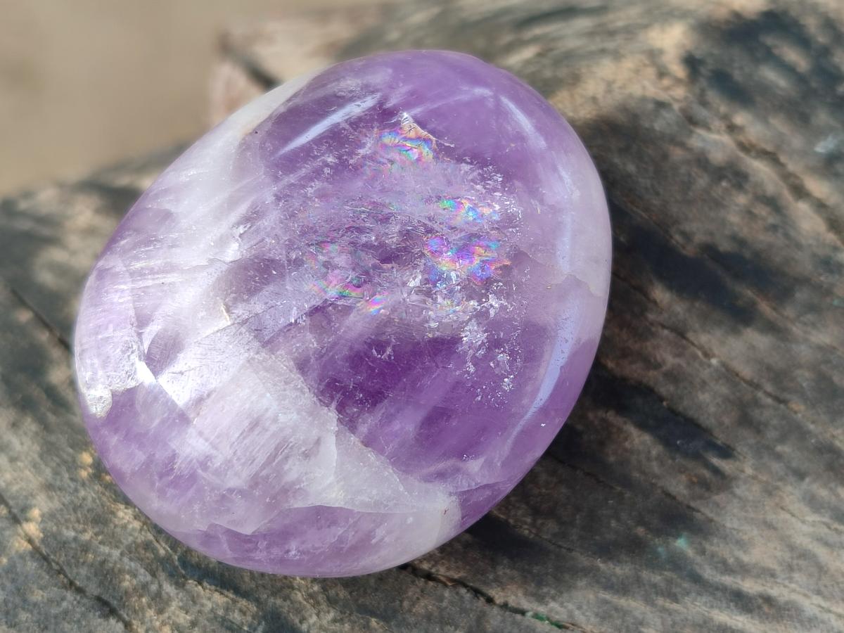 Polished Chevron Amethyst Galets x 27 From Madagascar - Toprock Gemstones and Minerals 