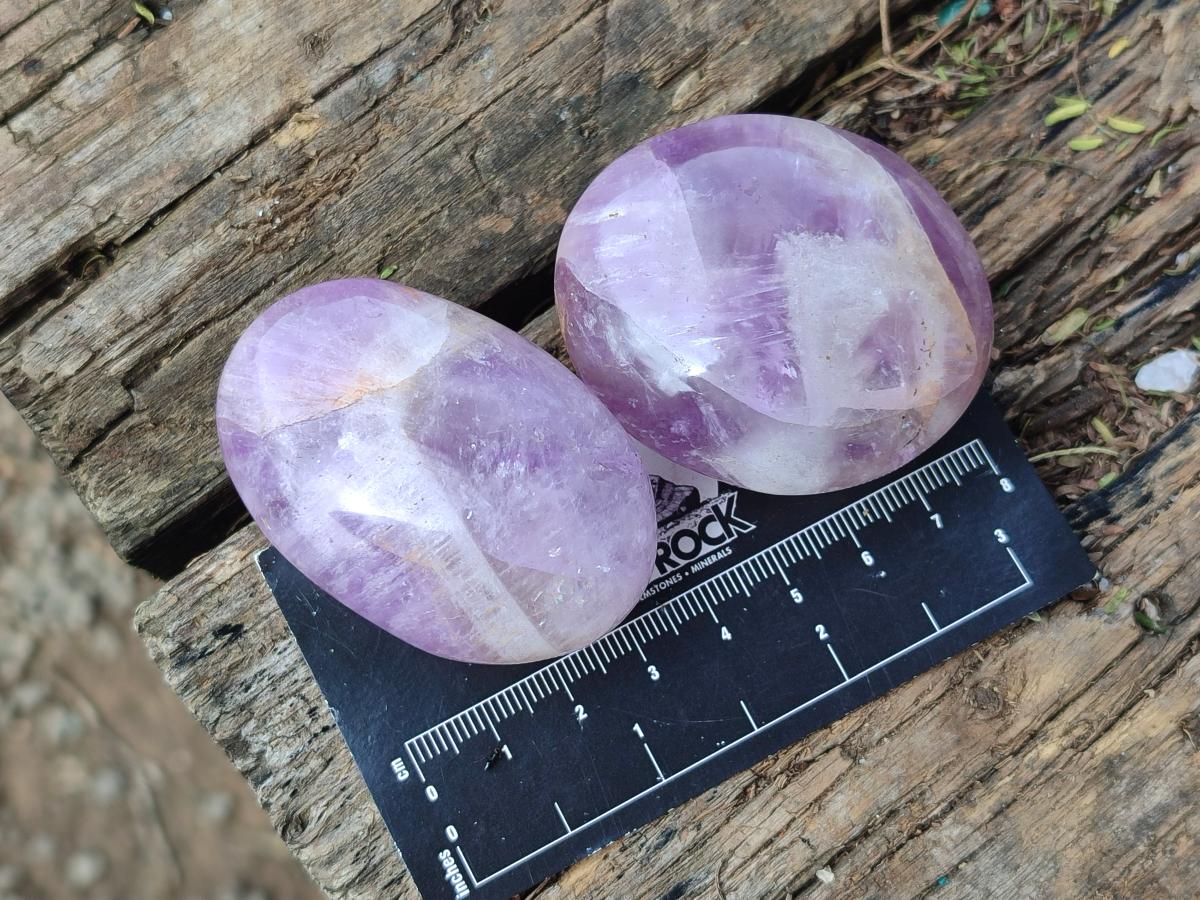 Polished Chevron Amethyst Galets x 27 From Madagascar - Toprock Gemstones and Minerals 