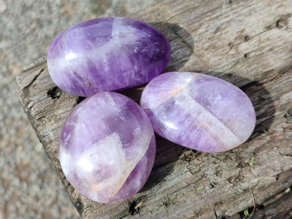 Polished Chevron Amethyst Galets x 27 From Madagascar - Toprock Gemstones and Minerals 