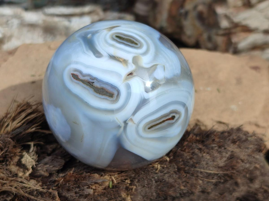 Polished Banded Agate Spheres x 5 From Madagascar - Toprock Gemstones and Minerals 