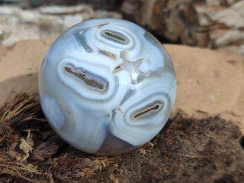 Polished Banded Agate Spheres x 5 From Madagascar - Toprock Gemstones and Minerals 