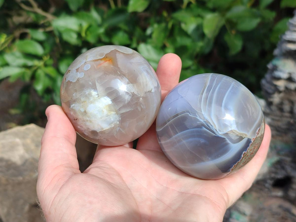 Polished Banded Agate Spheres x 5 From Madagascar - Toprock Gemstones and Minerals 