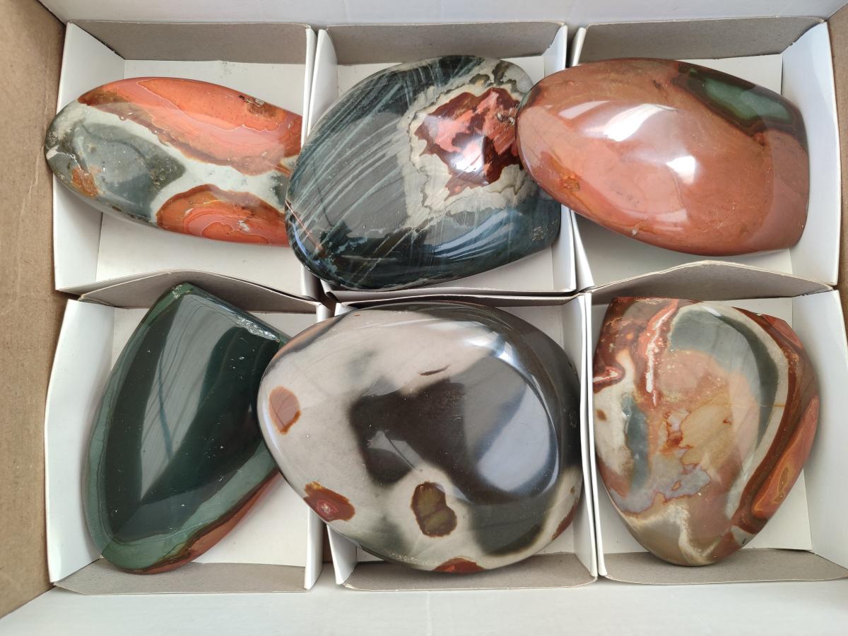 Polished Polychrome Jasper Standing Display Pieces x 6 From NW Coast, Madagascar - Toprock Gemstones and Minerals 