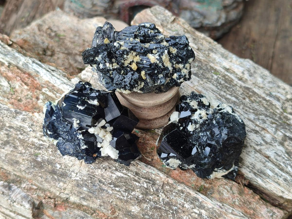 Natural Schorl Black Tourmaline with Associated Minerals x 12 From Erongo, Namibia - Toprock Gemstones and Minerals 