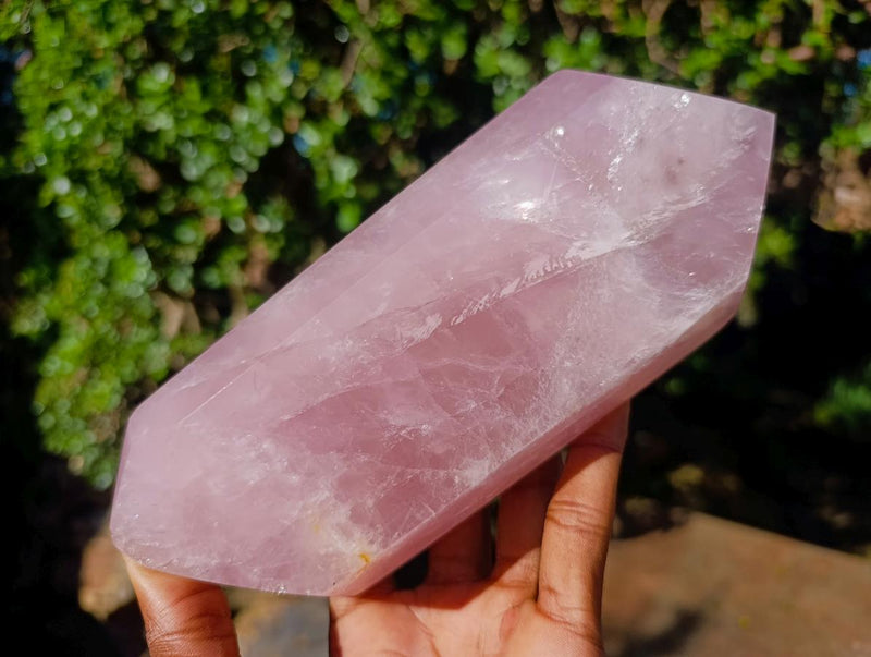 Polished Large Double Terminated Gemmy Rose Quartz Crystals x 2 From Madagascar - Toprock Gemstones and Minerals 