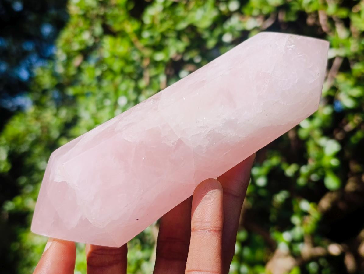 Polished Large Double Terminated Gemmy Rose Quartz Crystals x 2 From Madagascar - Toprock Gemstones and Minerals 