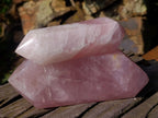 Polished Large Double Terminated Gemmy Rose Quartz Crystals x 2 From Madagascar - Toprock Gemstones and Minerals 