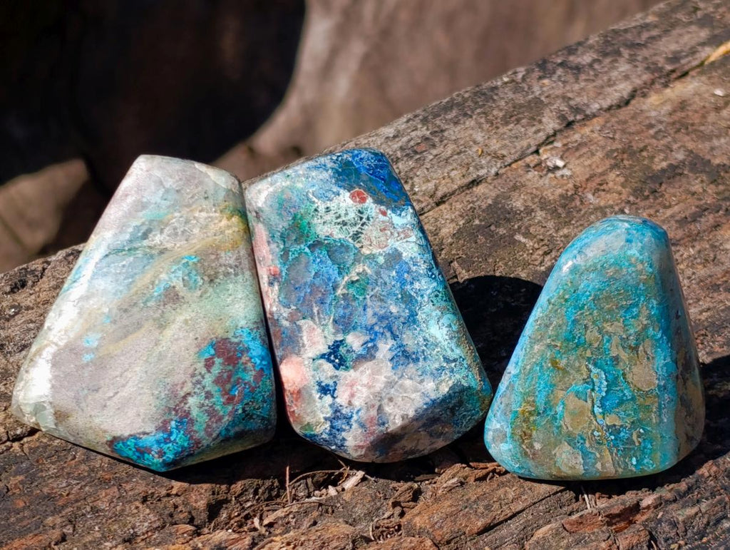 Polished Shattuckite Free Forms x 12 From Kaokoveld, Namibia - Toprock Gemstones and Minerals 