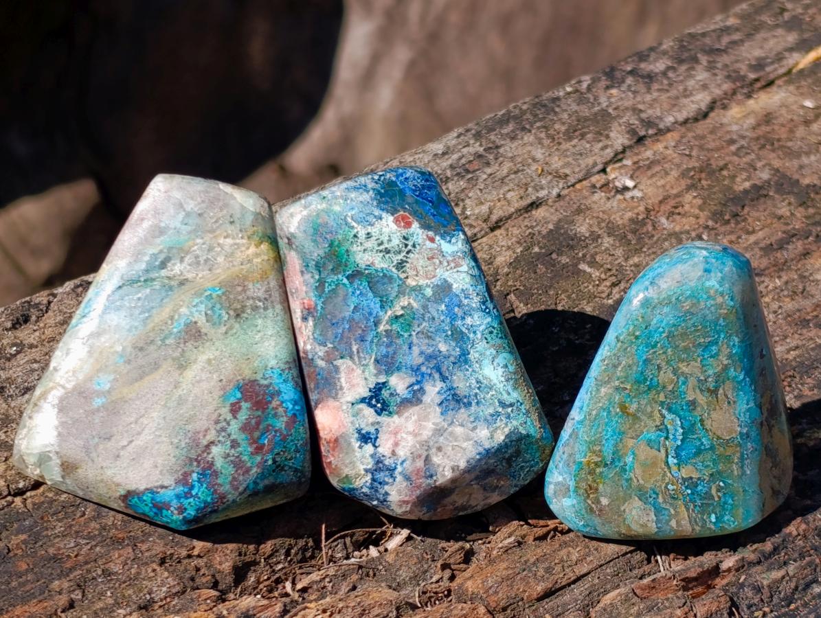 Polished Shattuckite Free Forms x 12 From Kaokoveld, Namibia - Toprock Gemstones and Minerals 