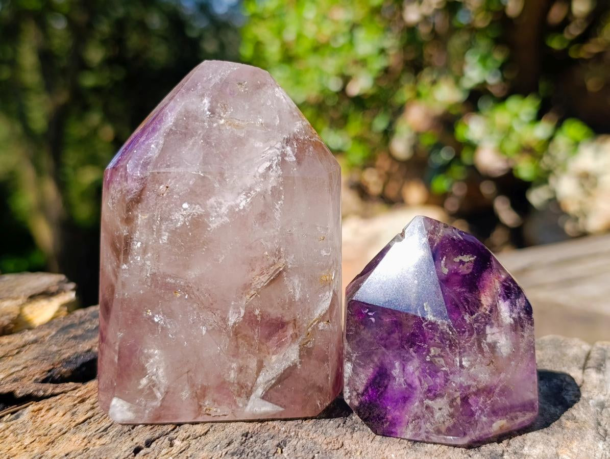 Polished Window Amethyst Crystals x 6 From Akansobe, Madagascar - Toprock Gemstones and Minerals 